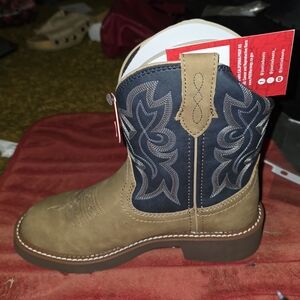 Justin Boots Tan and Blue Ankle Booties